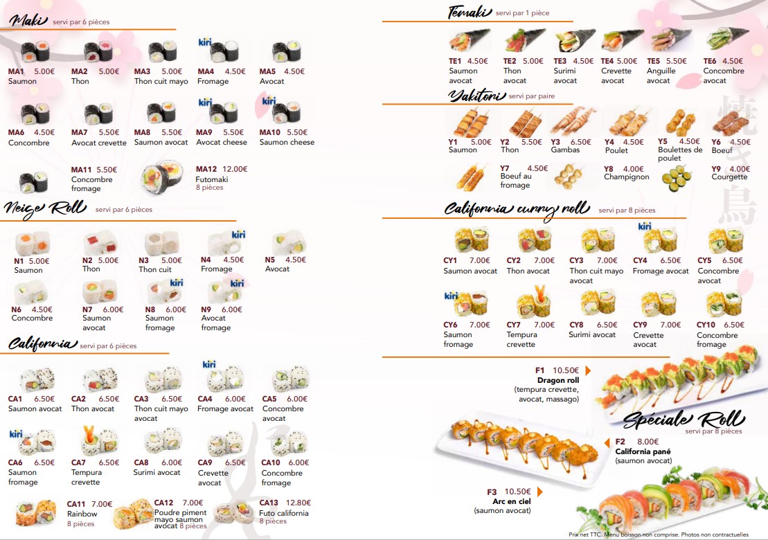 Bo sushi menu 2