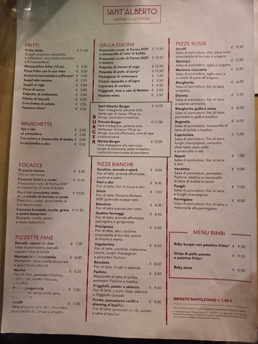 Sant'Alberto Roma menu 2