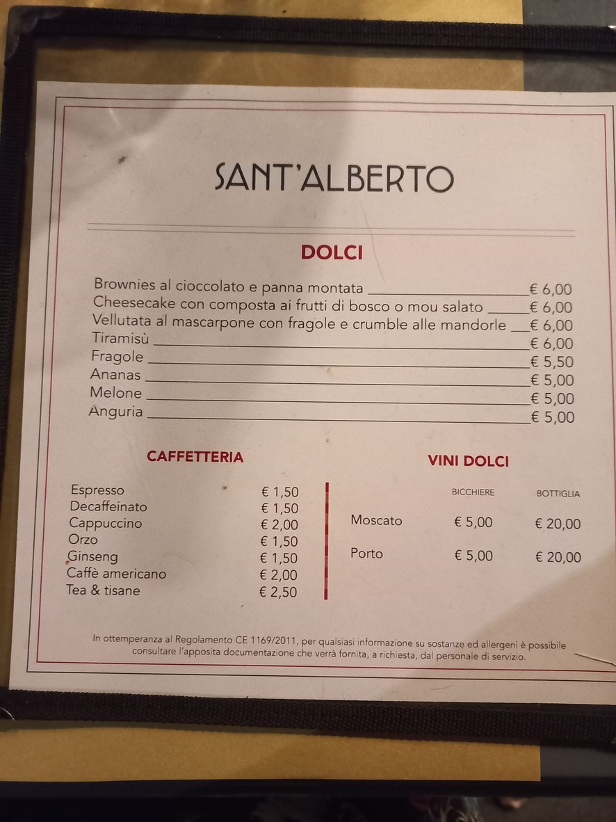 Sant'Alberto Roma menu 3