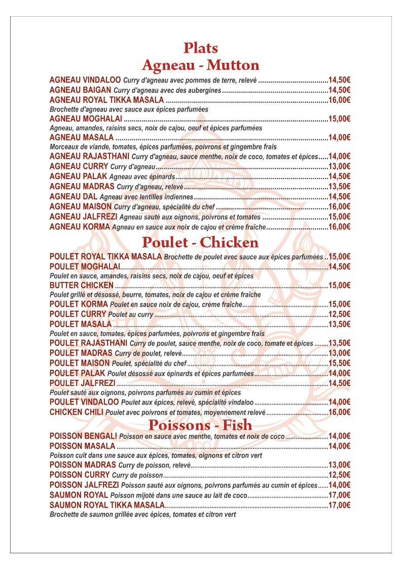 Shri Ganesh menu 3
