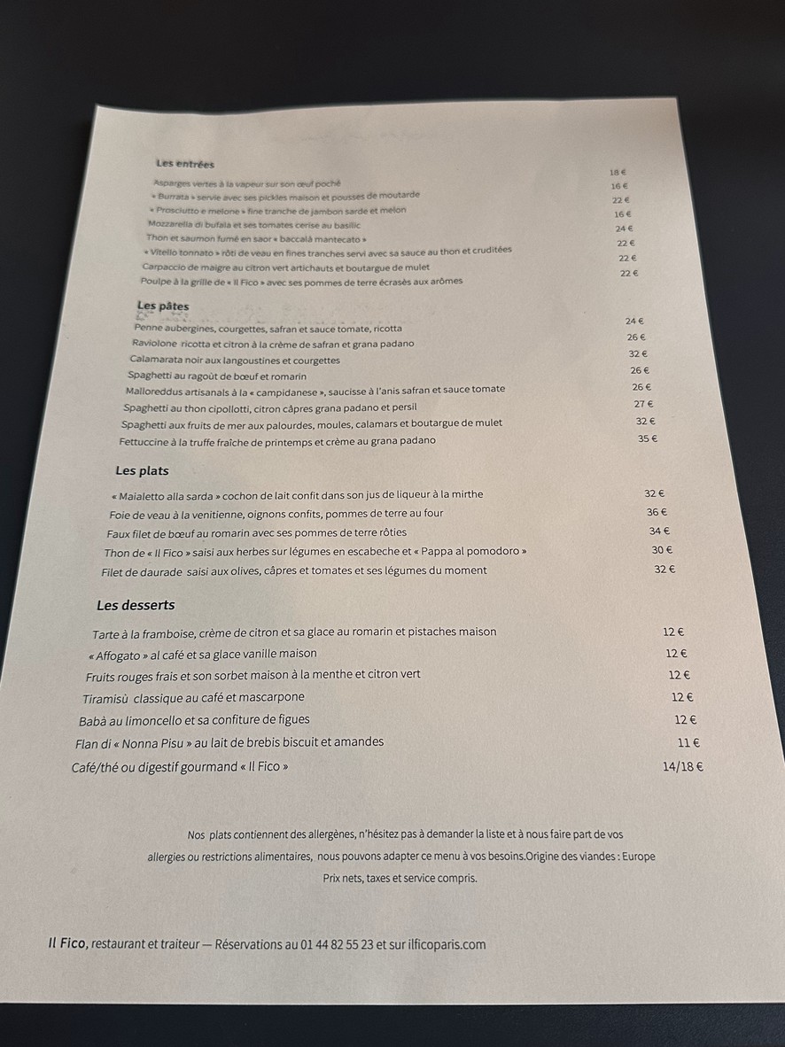 Il Fico menu 1