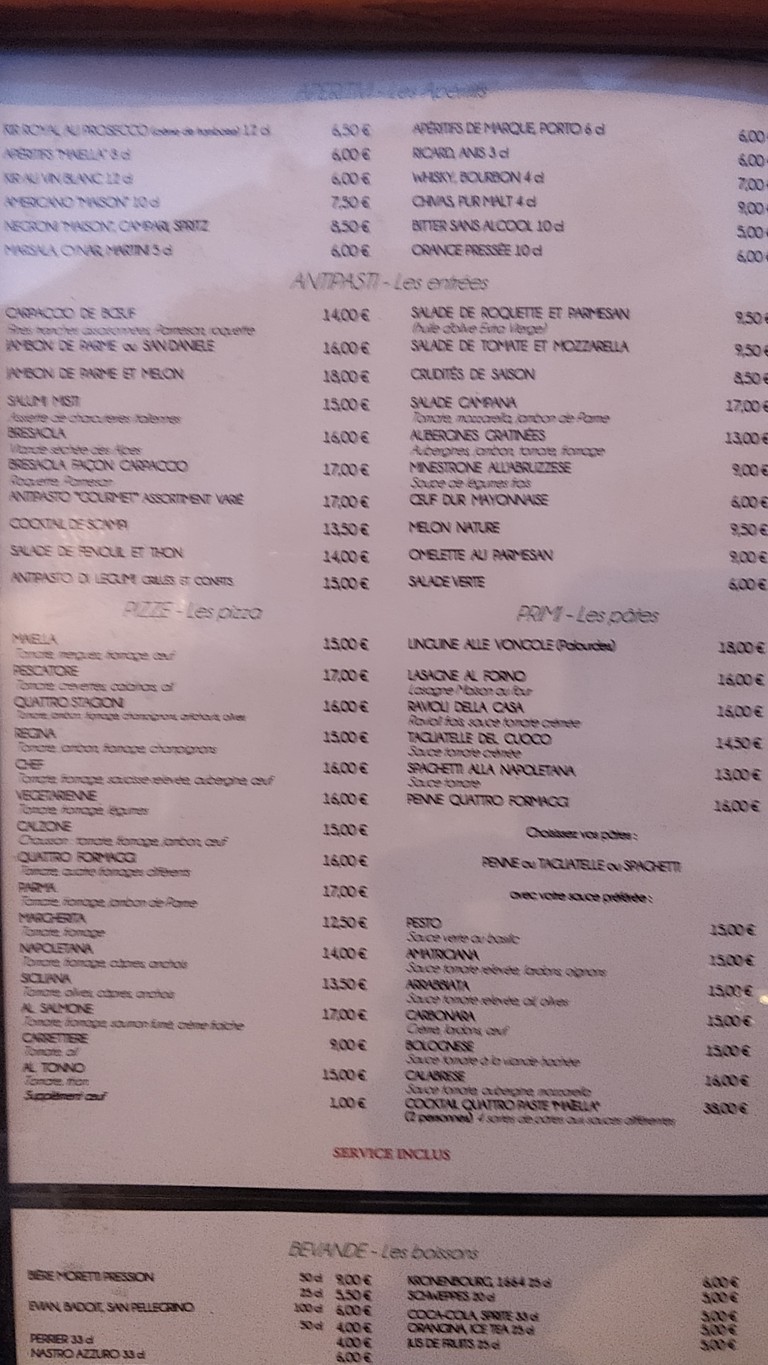 La Maiella menu 2
