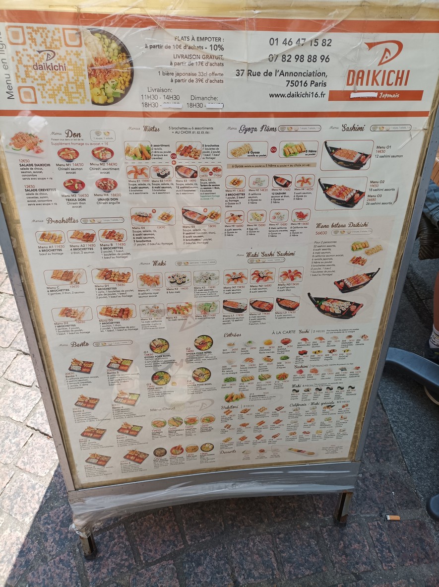 Daikichi menu 1