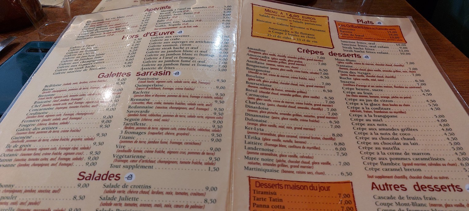 Crêperie Les Tonnelles menu 1