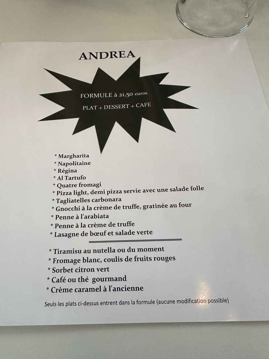 Pizzeria Andréa menu 1