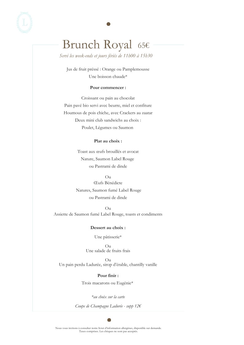 LADURÉE Pavillon Gravelle menu 2