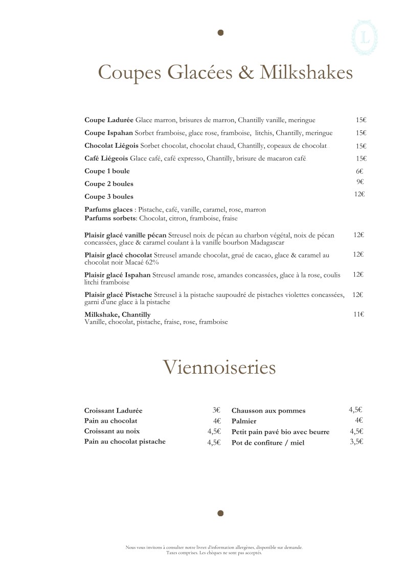 LADURÉE Pavillon Gravelle menu 4