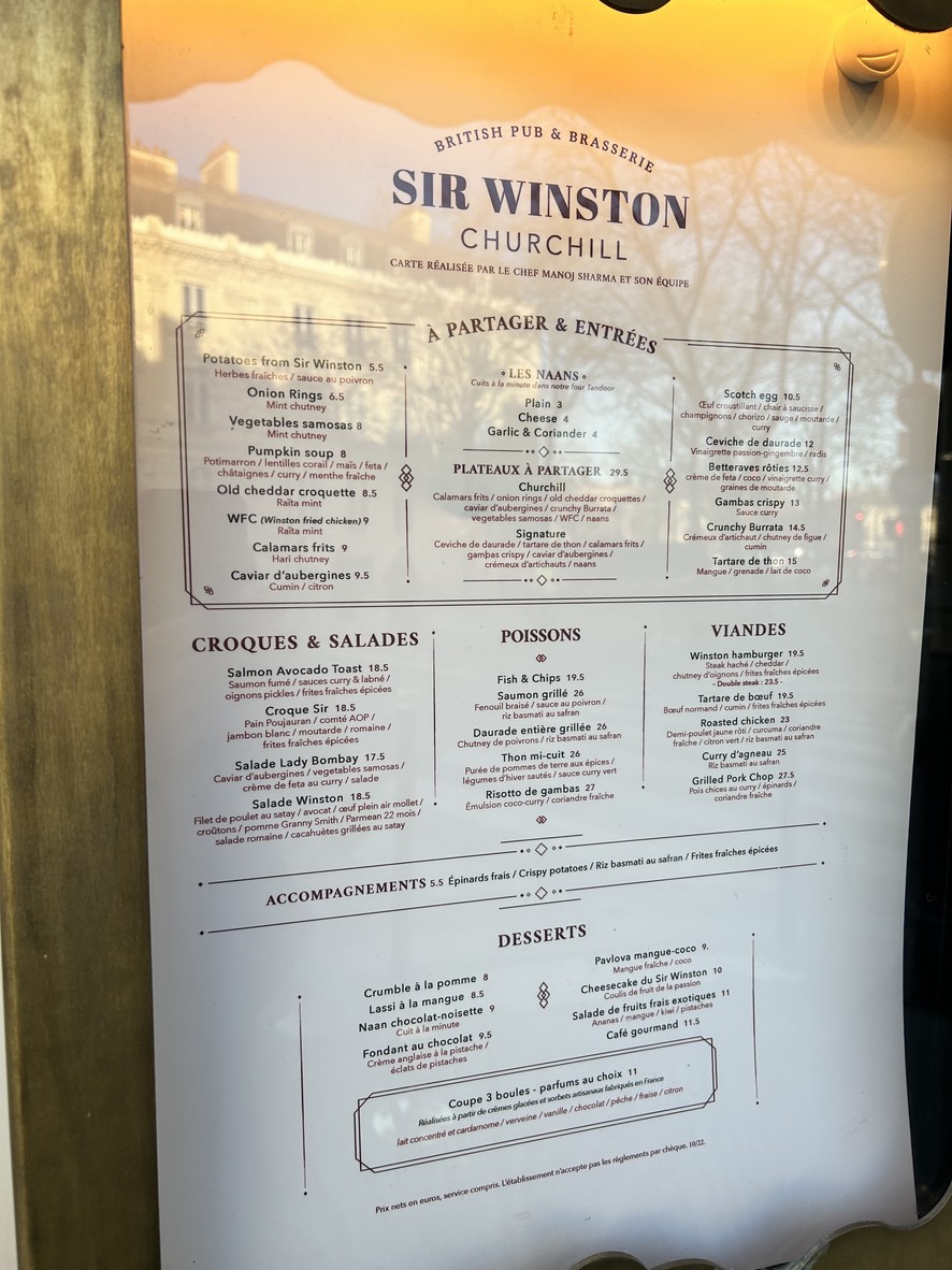 Sir Winston menu 1