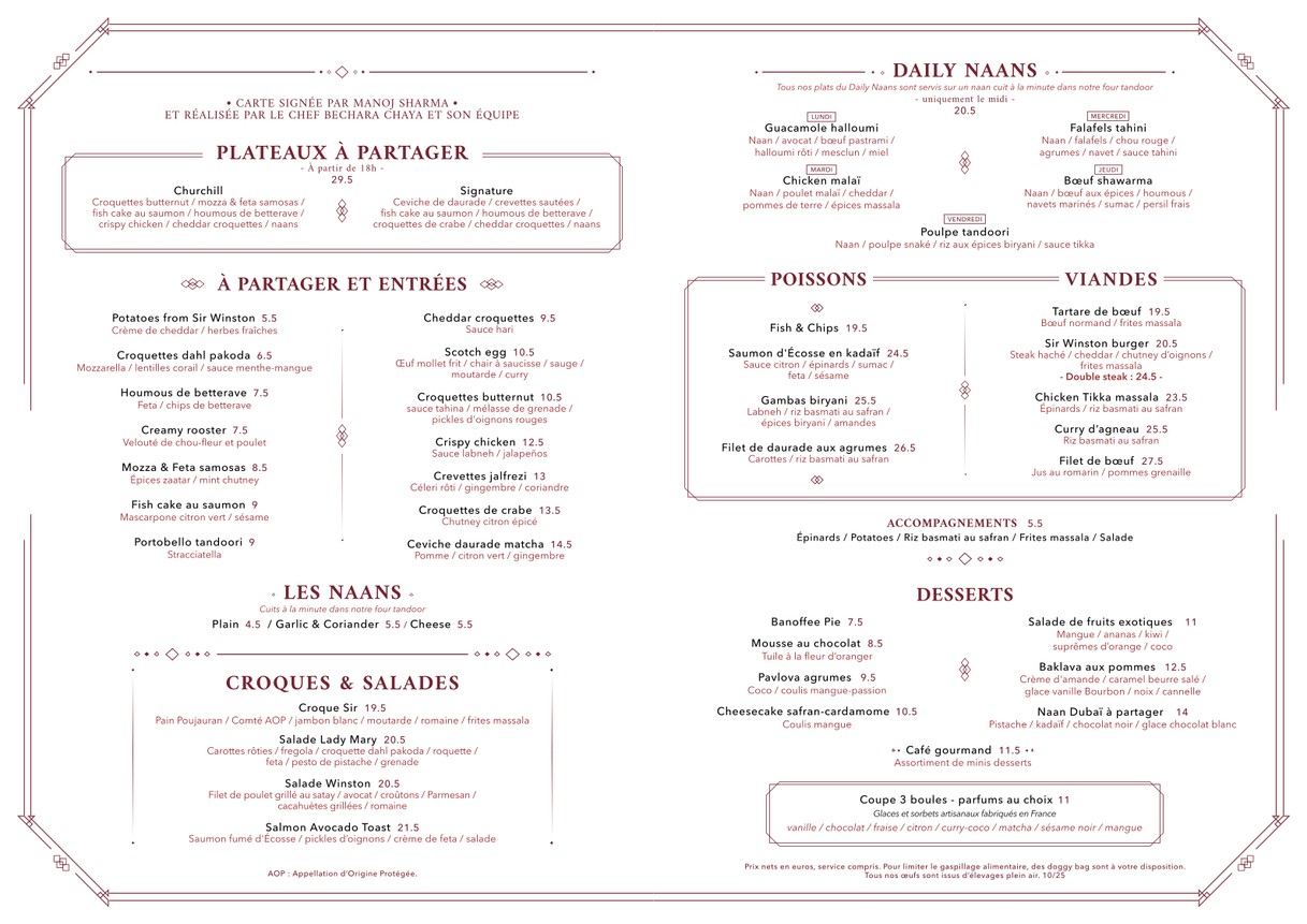 Sir Winston menu 5