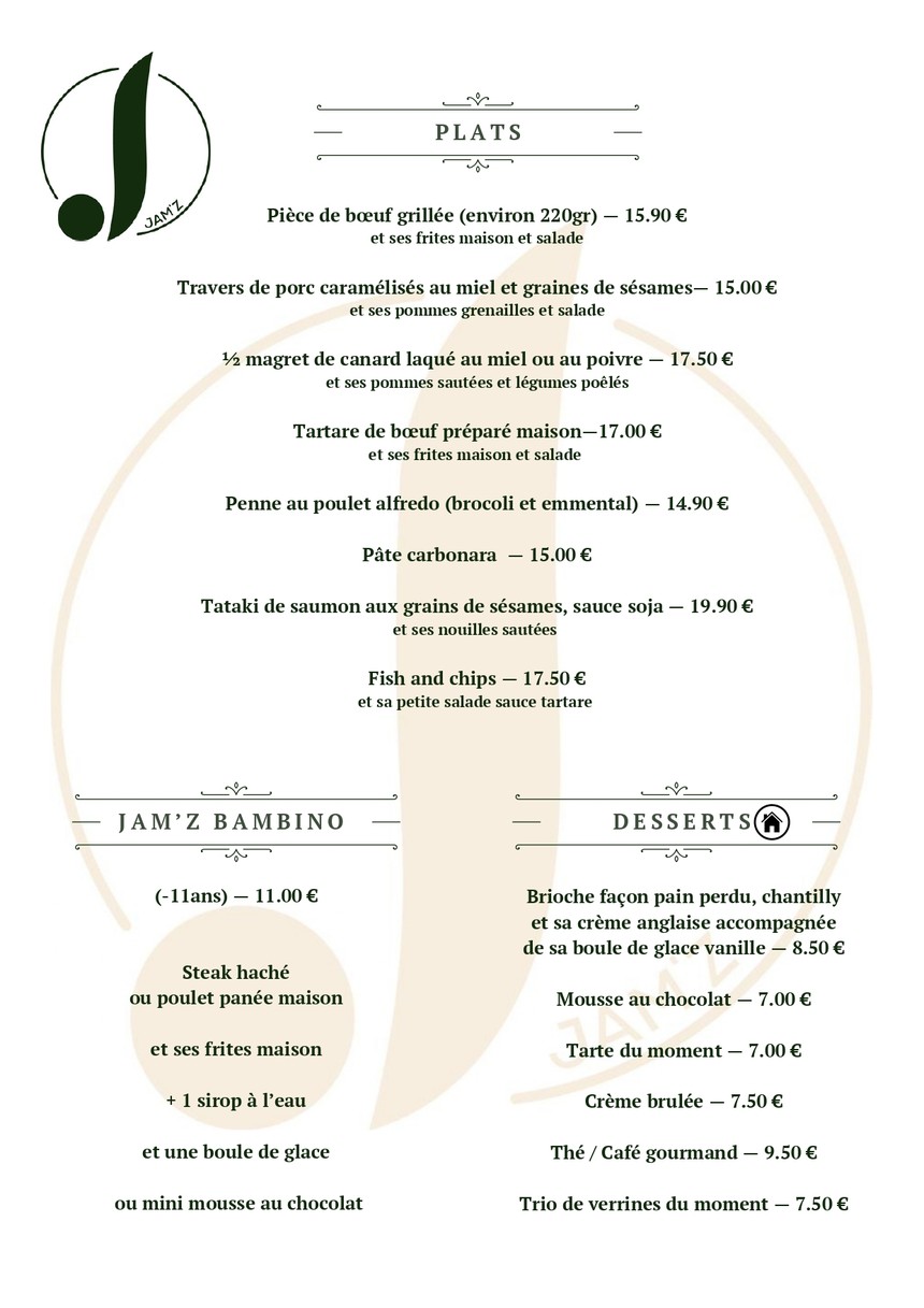 Jam'z-Montreuil menu 2