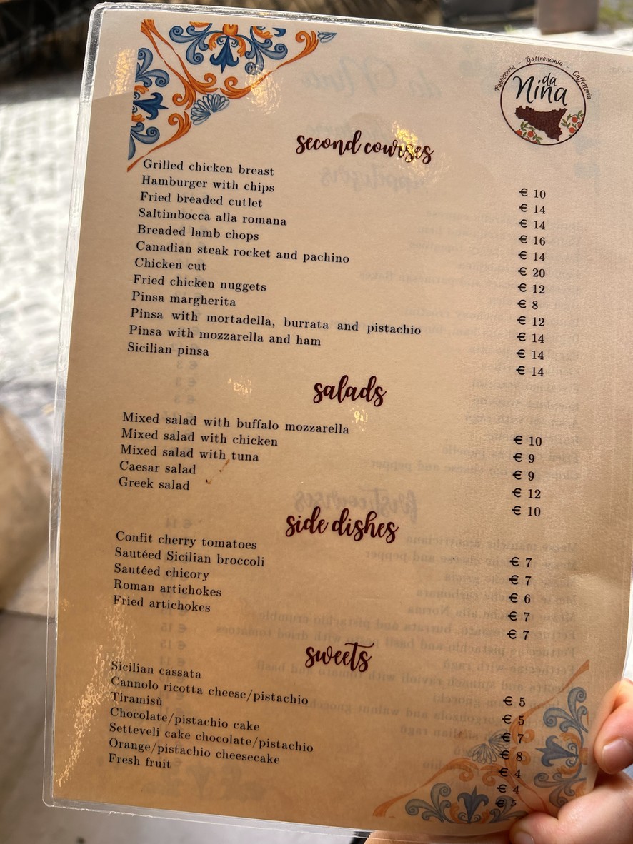 Da Nina a Trastevere menu 2