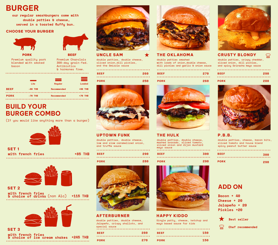 Smizzle Burger - Central Embassy menu 1