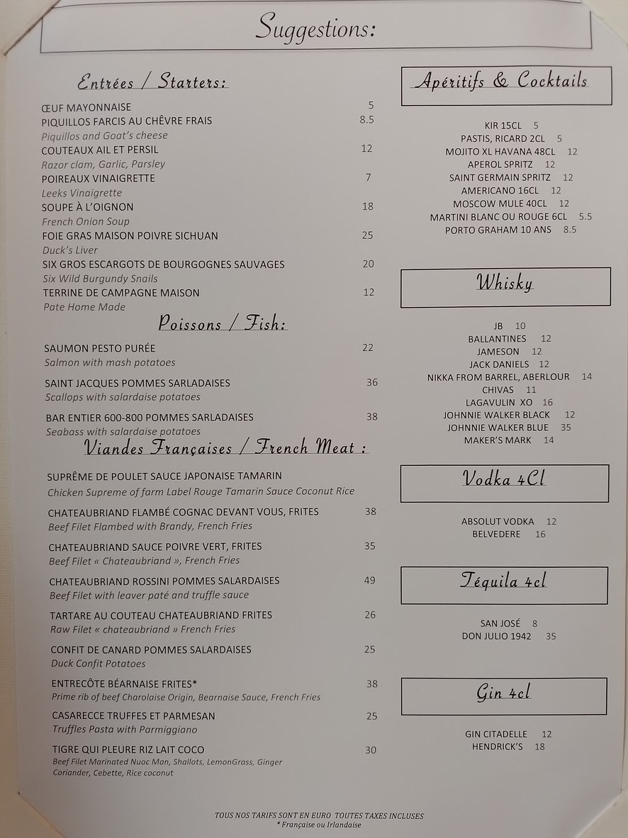 Le Petit Marcel menu 2