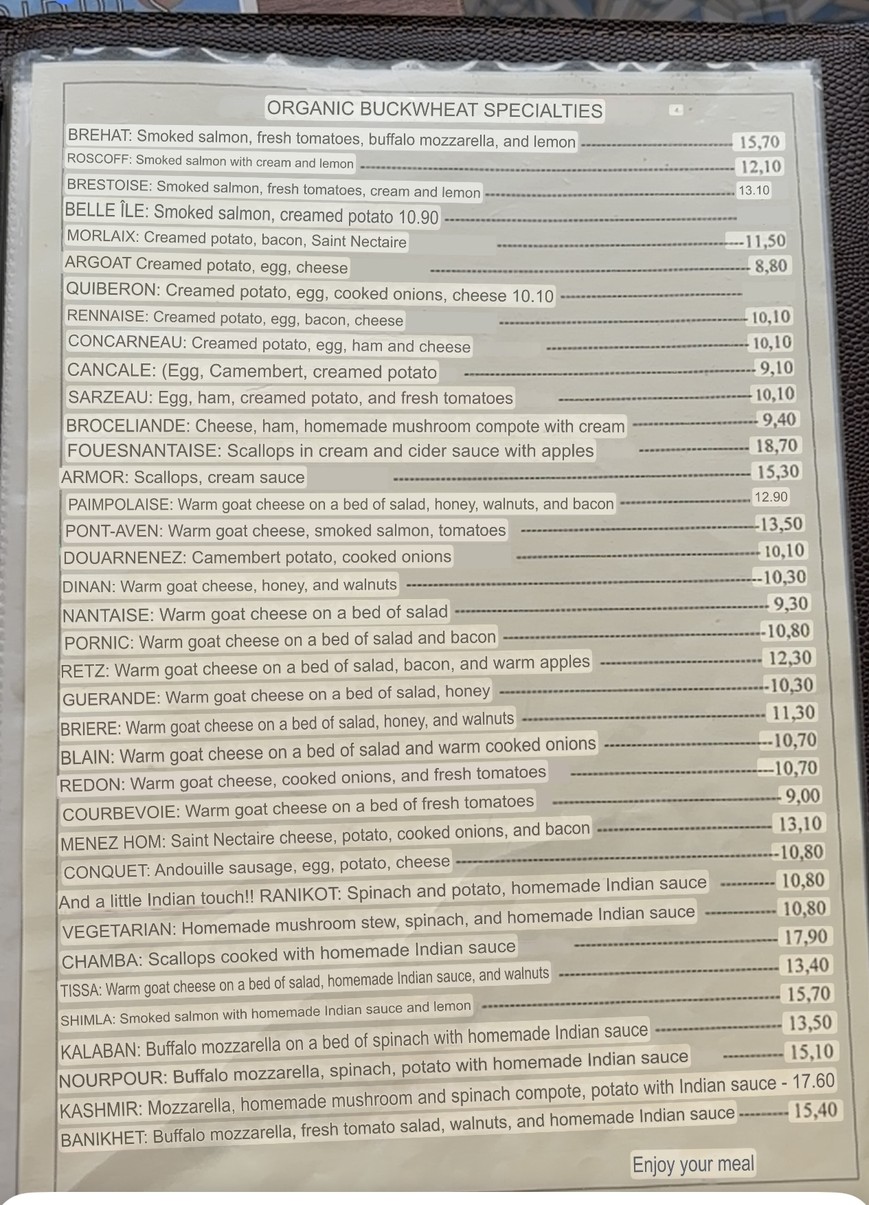 Crêperie L'Éden d'Armor menu 2