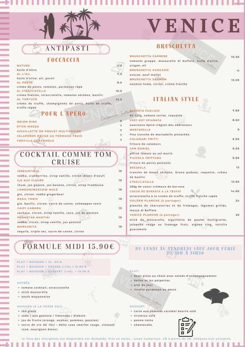 VENICE - Californian Trattoria menu 1