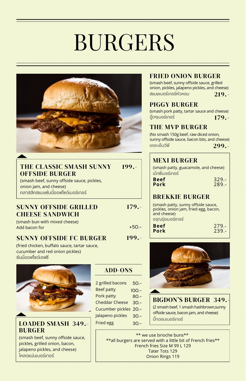 Sunny Offside menu 2