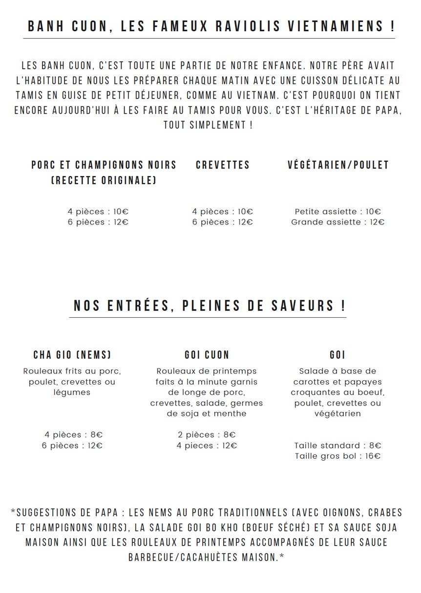 Xinh Xinh menu 2