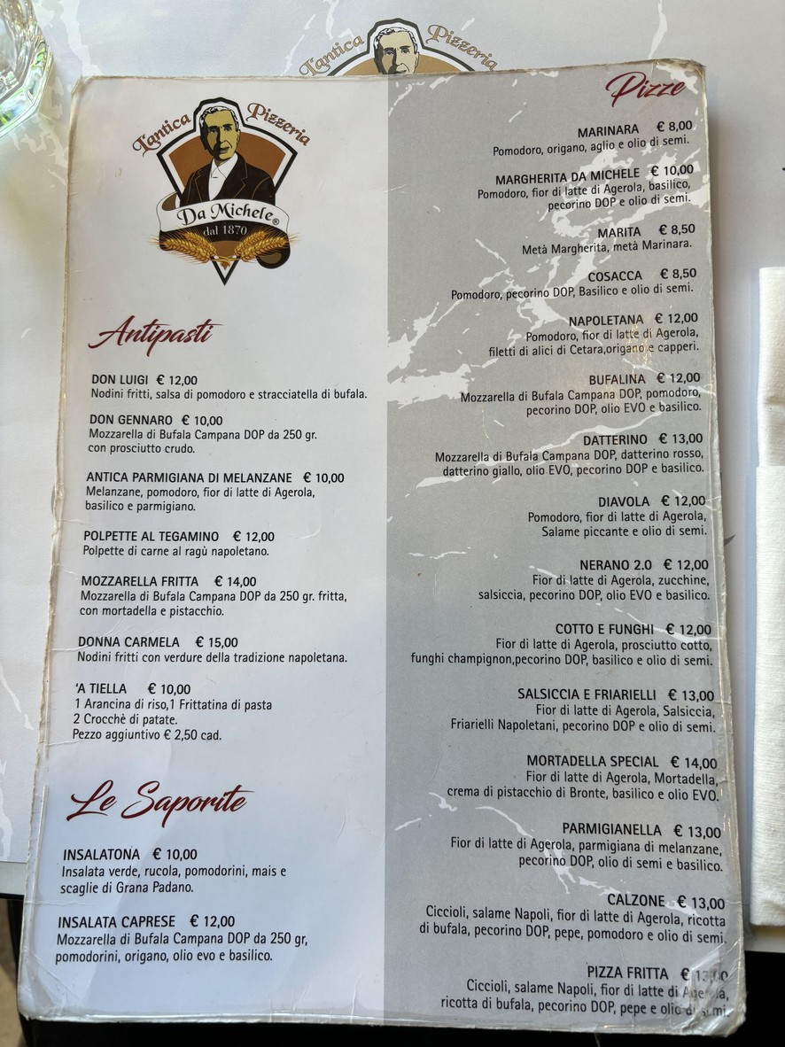 Antica pizzeria da Michele Roma Tuscolana menu 1
