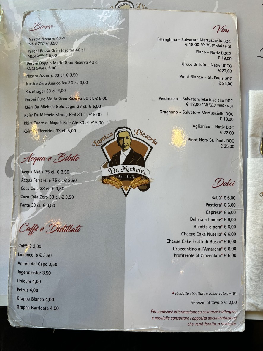 Antica pizzeria da Michele Roma Tuscolana menu 2