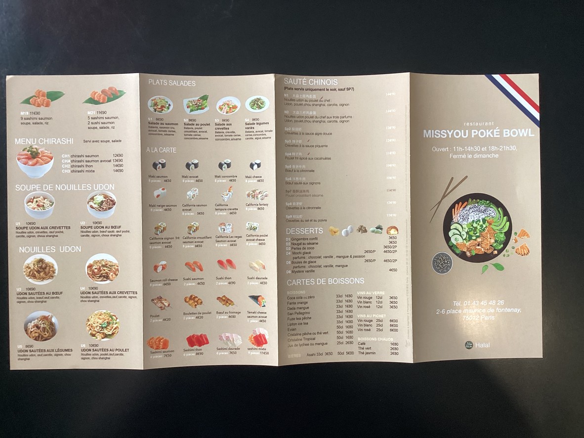 Missyou Poké Bowl menu 1