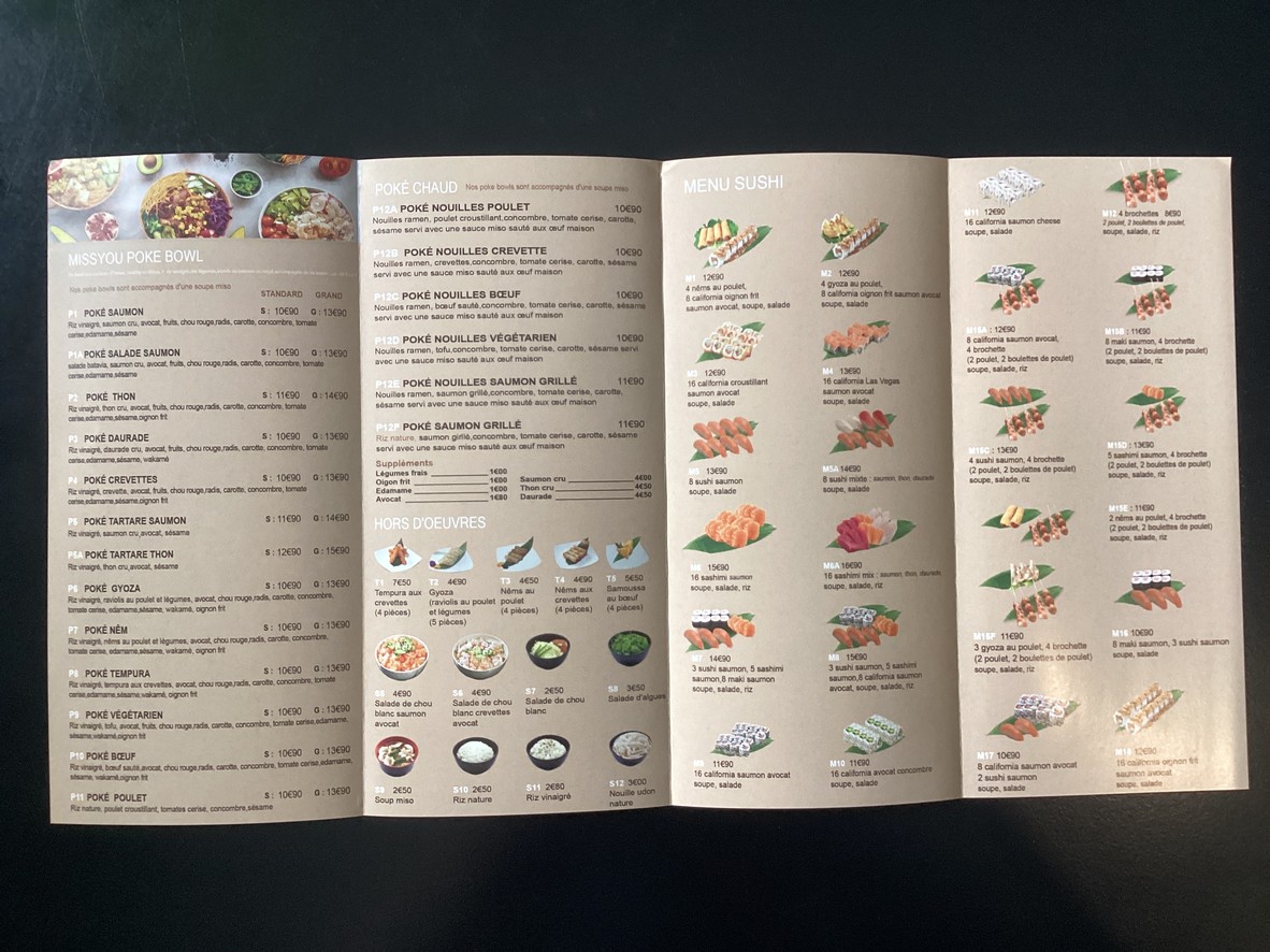 Missyou Poké Bowl menu 2