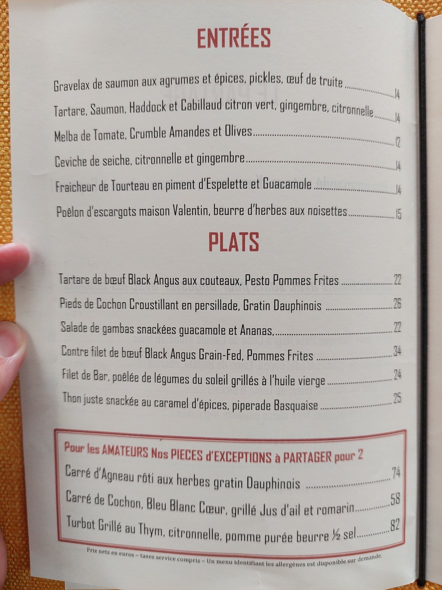 Bistrot Chic menu 2
