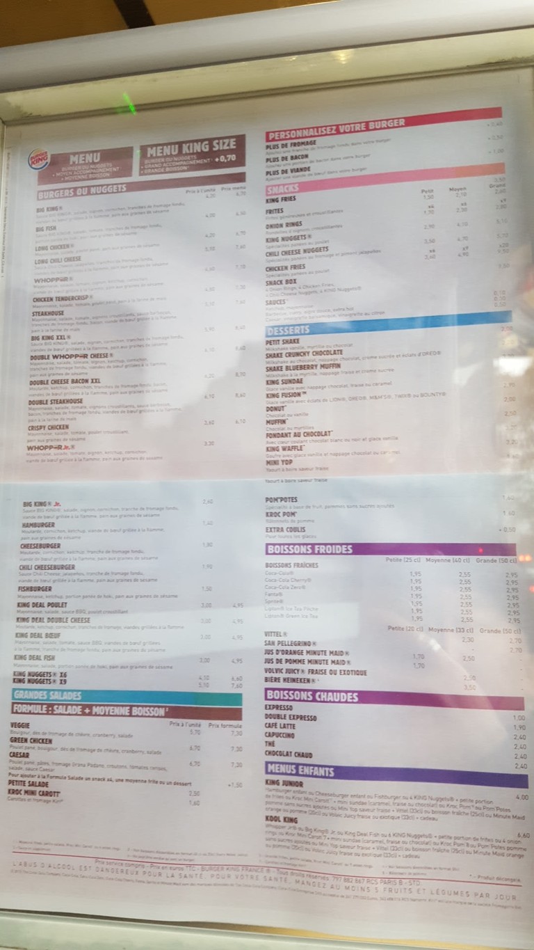 Burger King menu 1