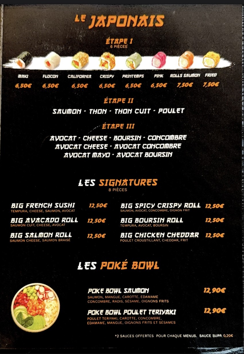 French Sushi menu 2