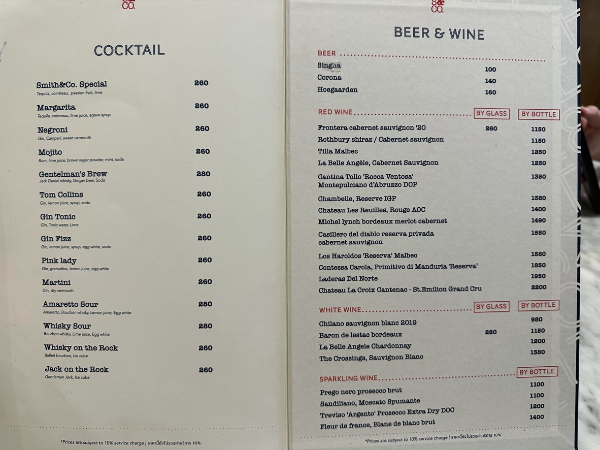 Smith & Co. (One Bangkok) menu 2
