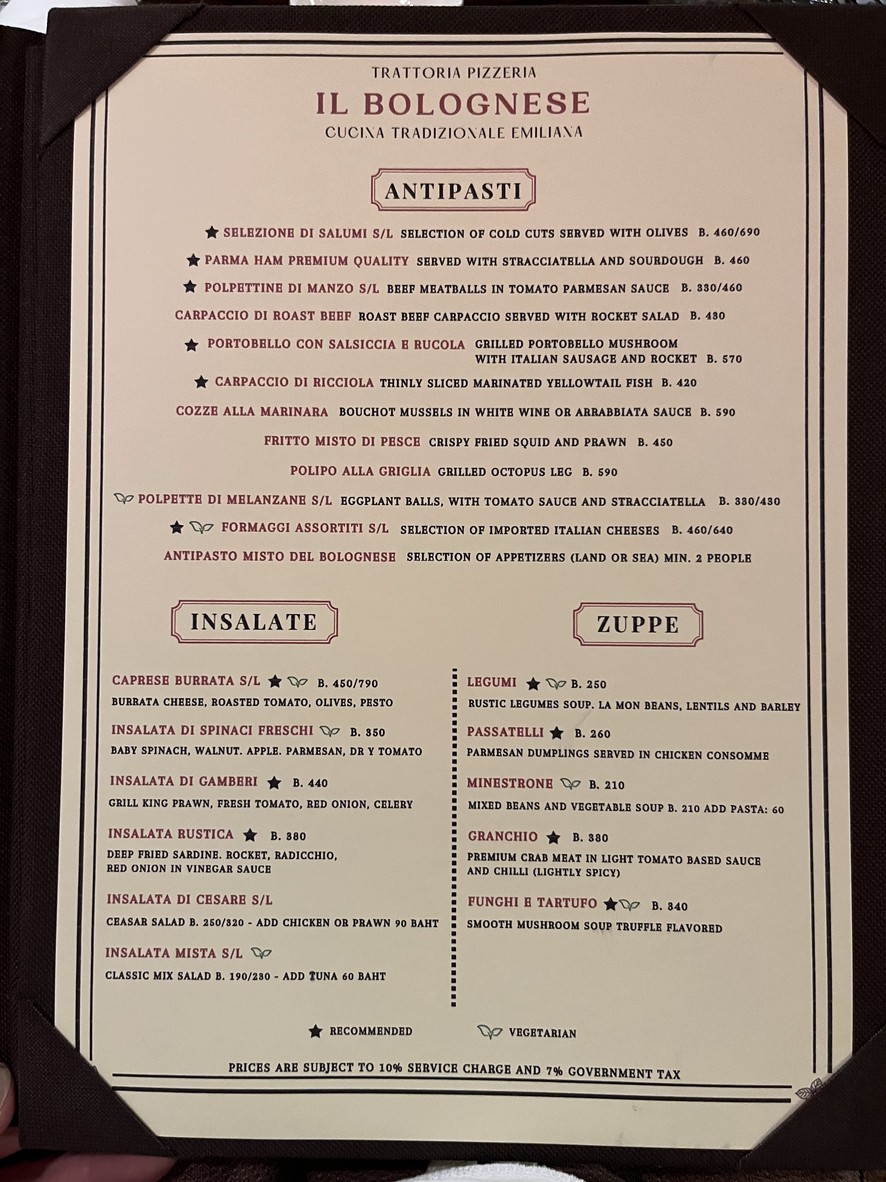 Il Bolognese menu 1