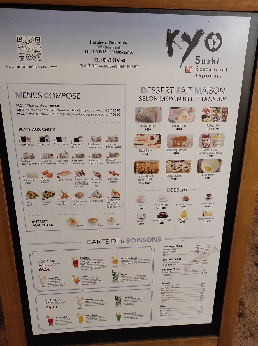 Sushi kyo menu 1