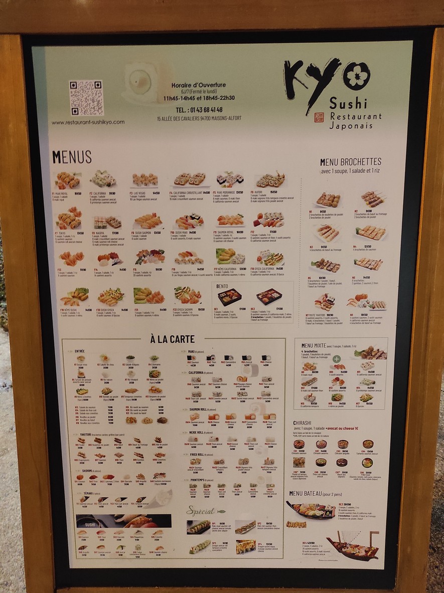 Sushi kyo menu 2
