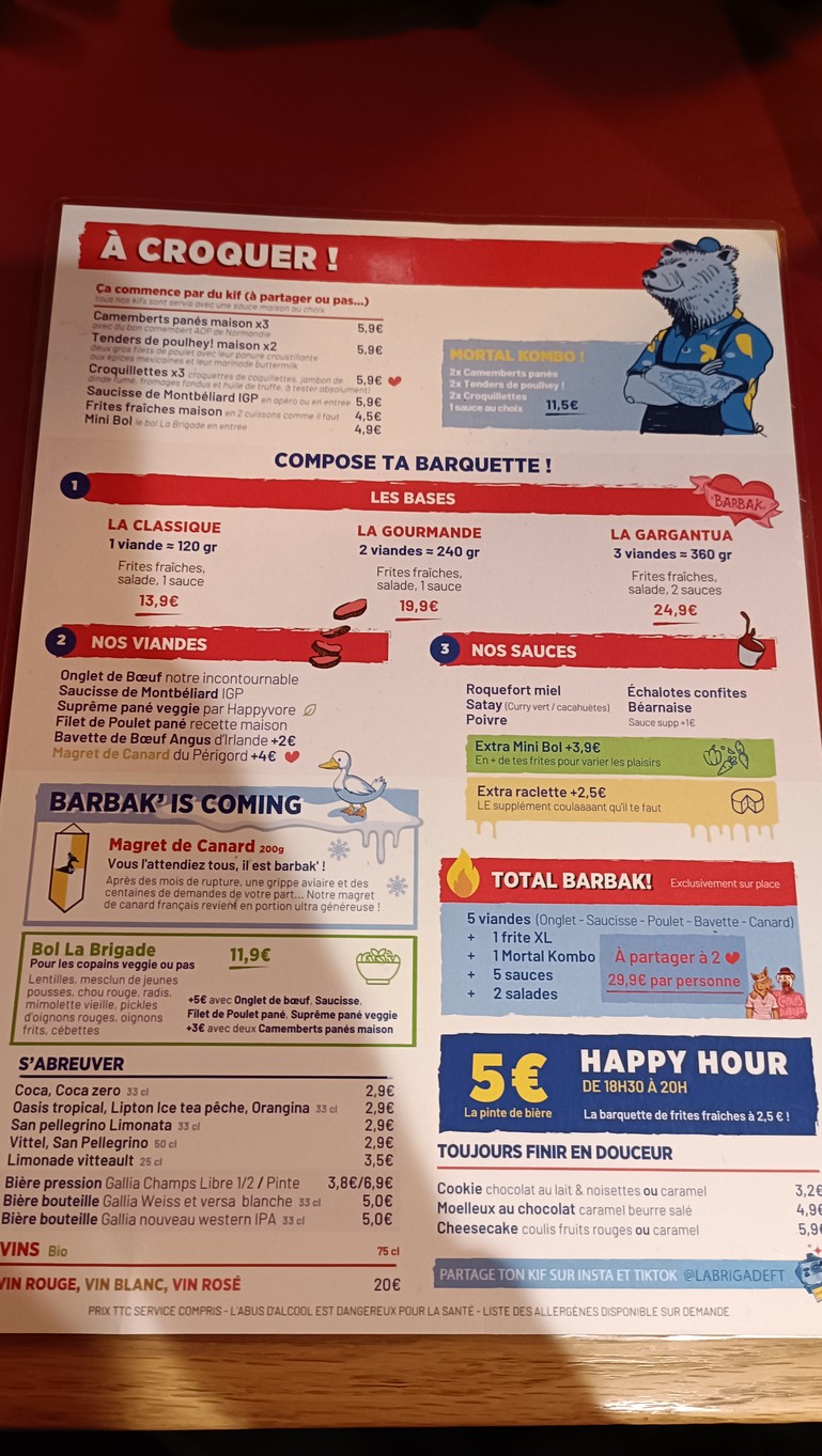 La Brigade - Oberkampf - Restaurante París 11 menu 1