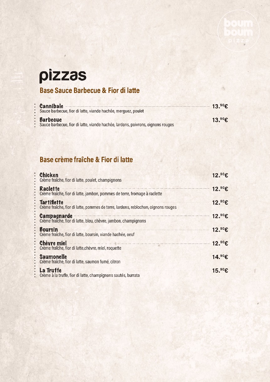 Boum Boum Pizza menu 3