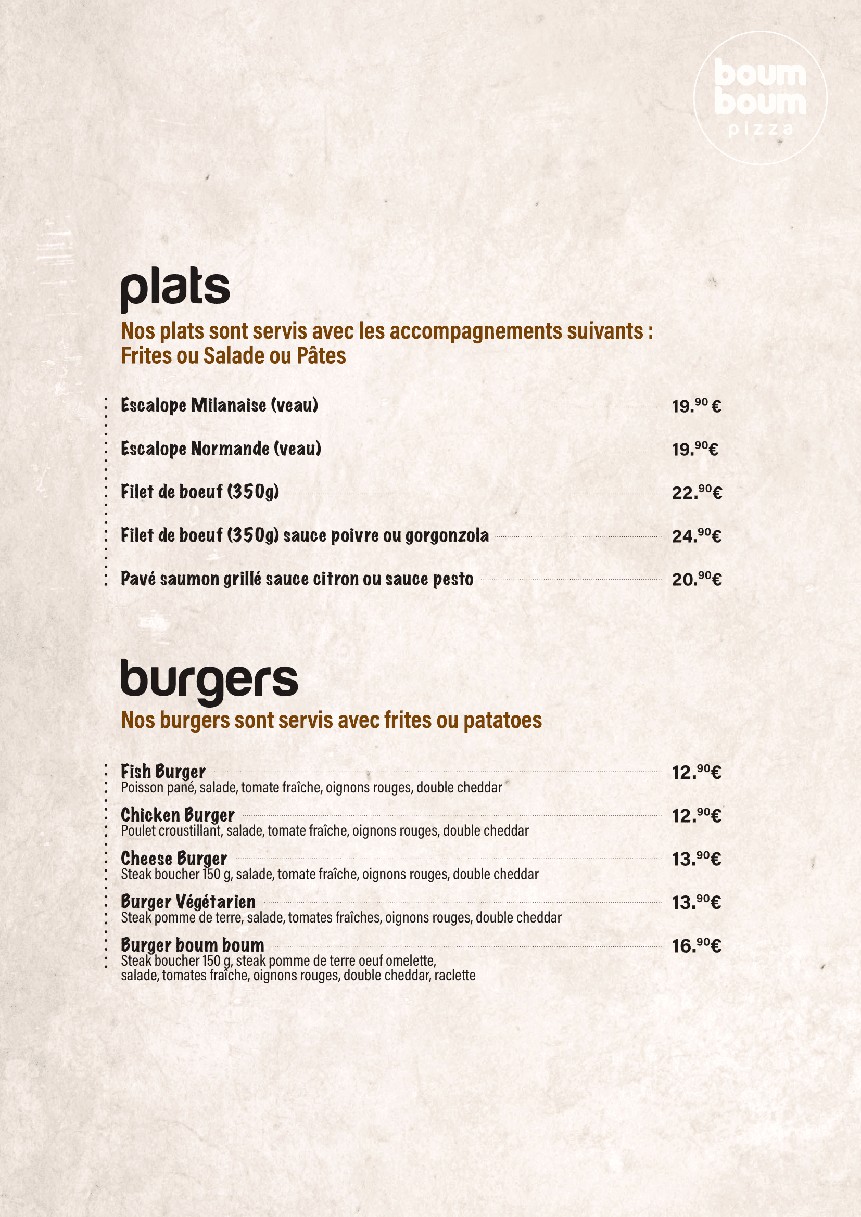 Boum Boum Pizza menu 5