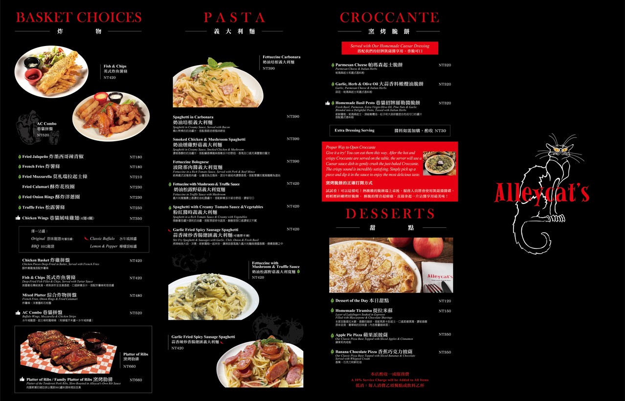 Alleycat's Pizza menu 2