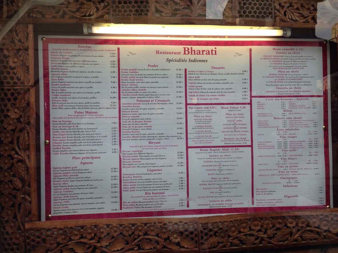Bharati menu 2
