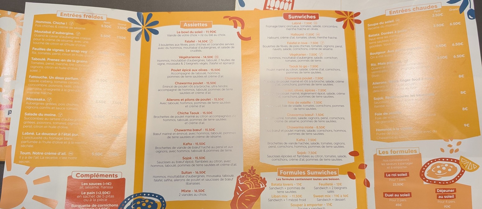 La Pause Libanaise Saint Lazare menu 1