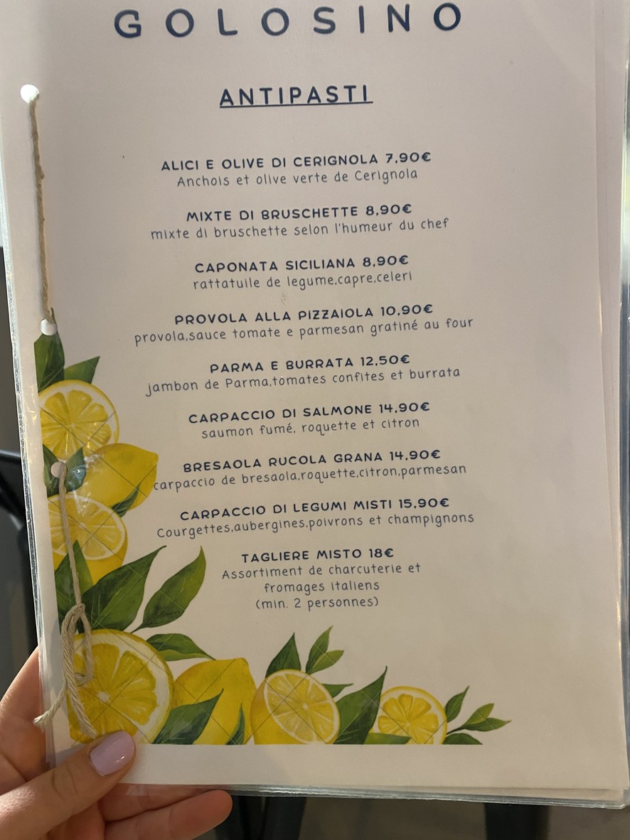 Trattoria Golosino menu 1
