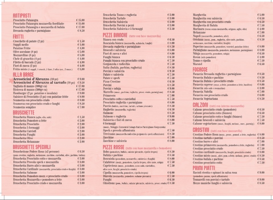 Ristorante Pizzeria Podere Rosa menu 1