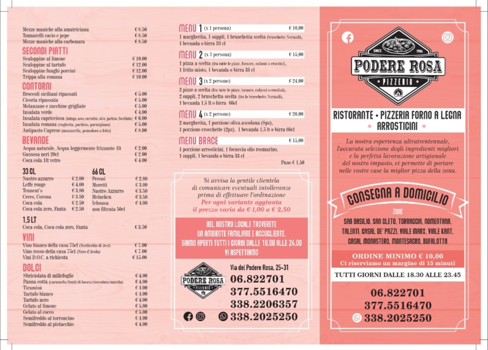 Ristorante Pizzeria Podere Rosa menu 2