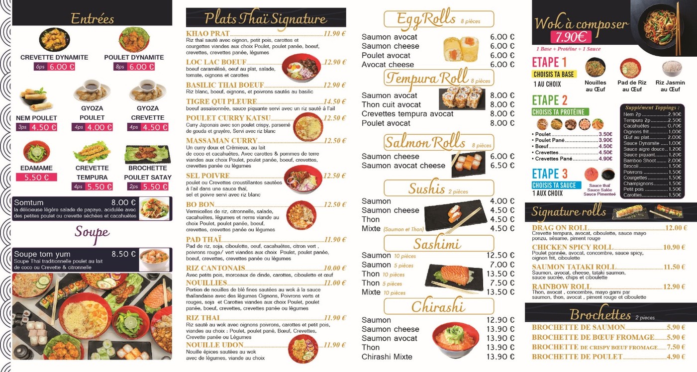 Laumière Sushi et Thai menu 1
