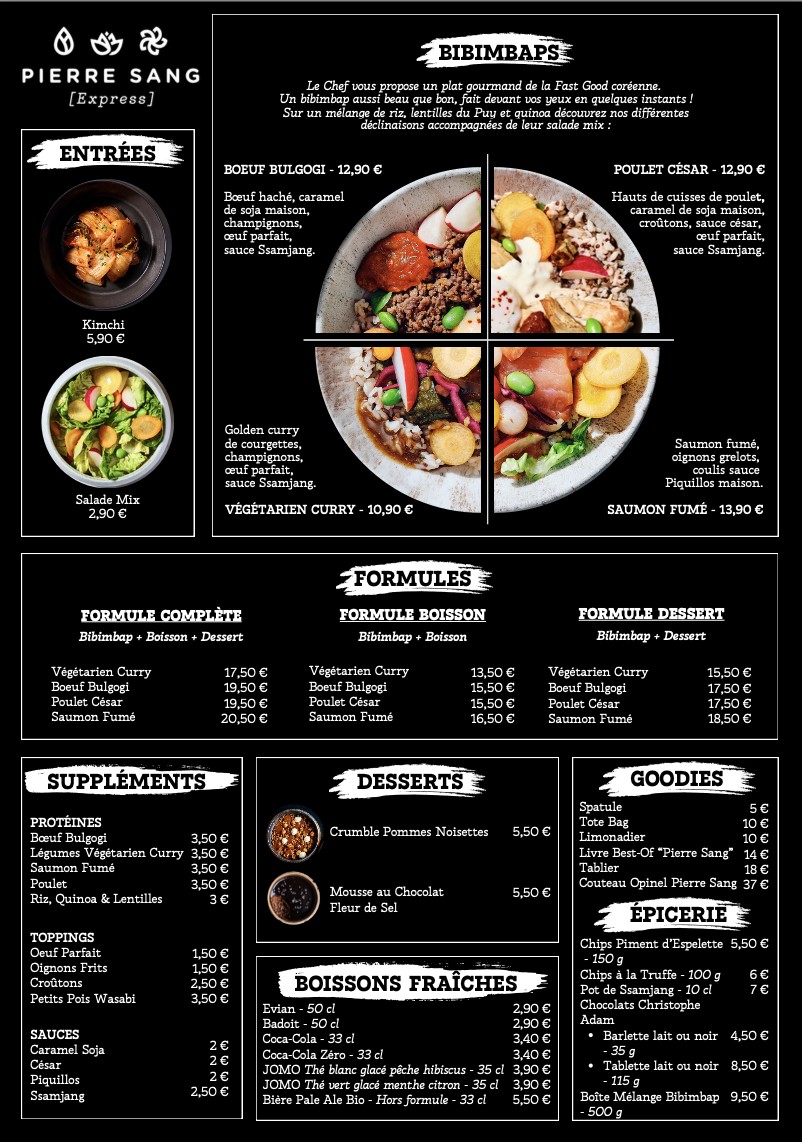 Restaurant Pierre Sang Notre-Dame des Champs menu 2