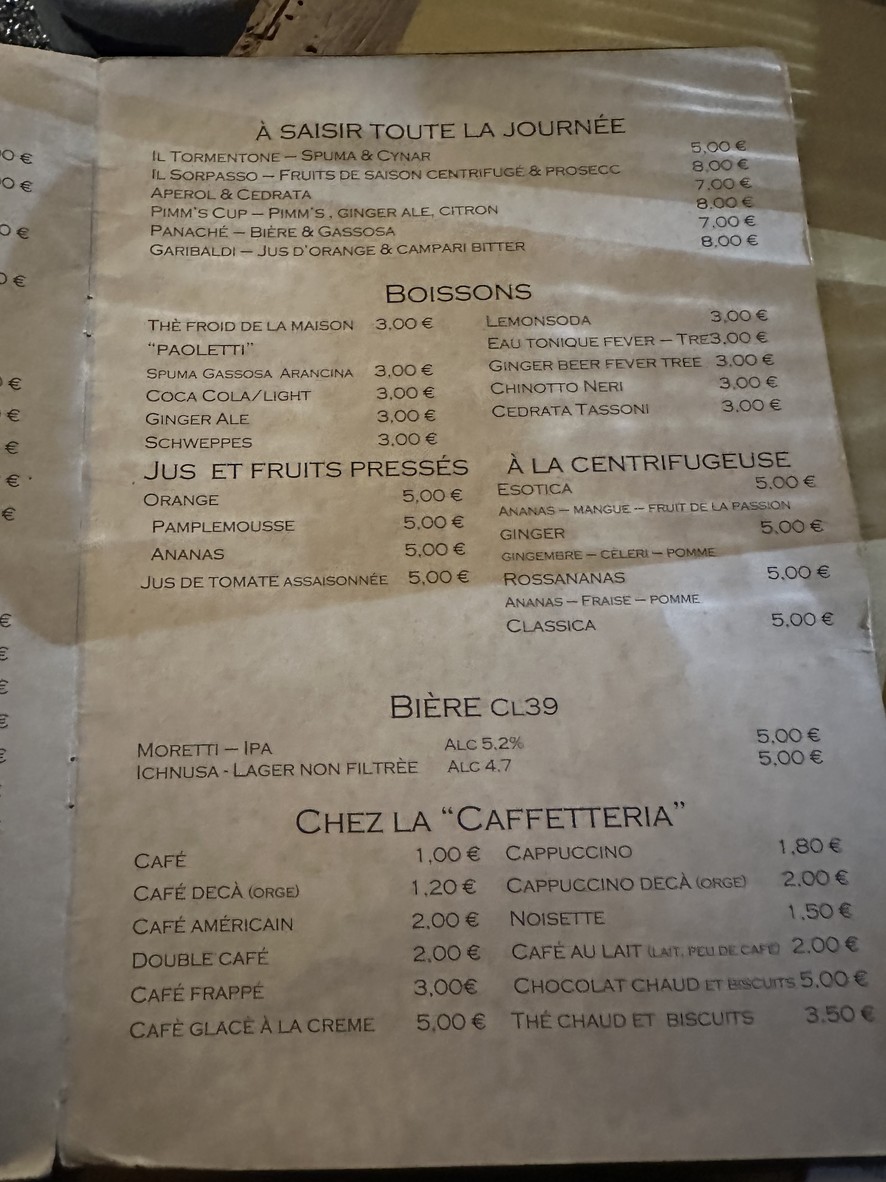 Il Sorpasso menu 3
