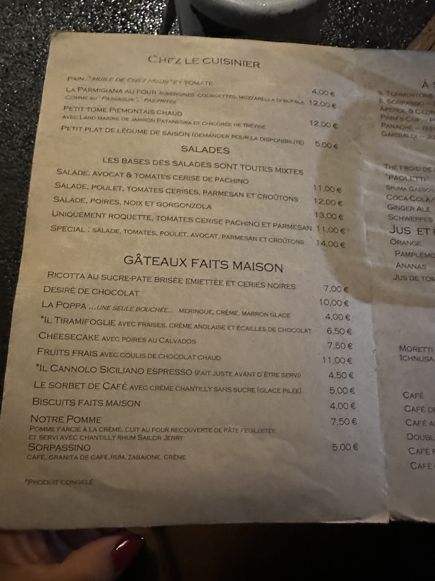 Il Sorpasso menu 4