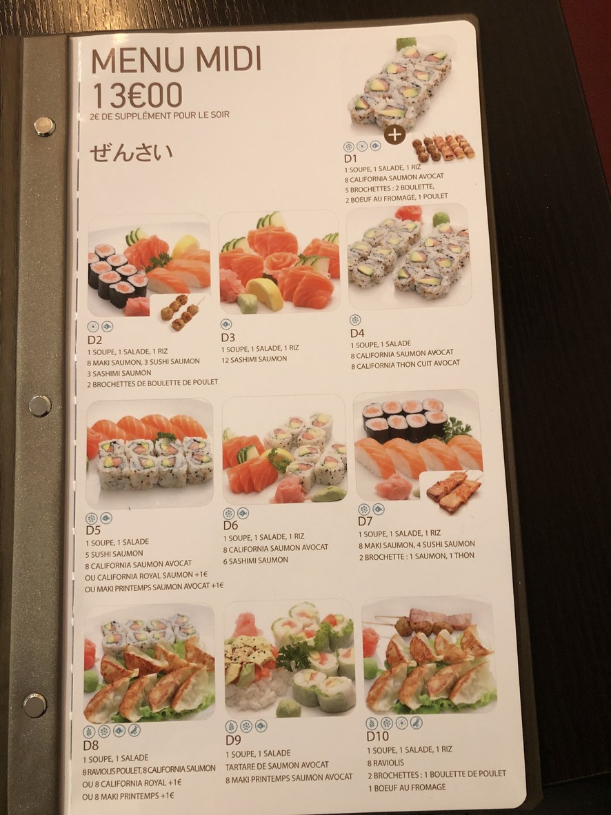 SUSHI OSAKA menu 1