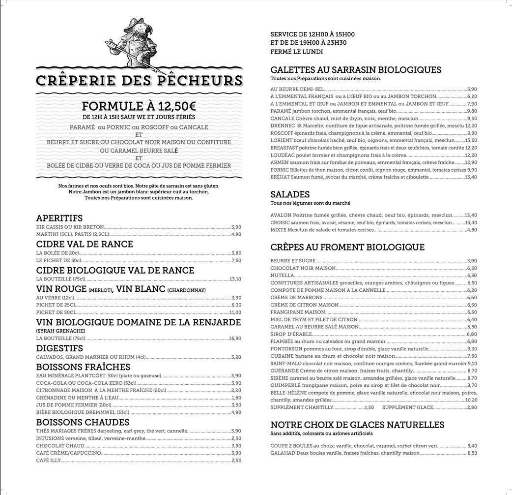 Crêperie des Pêcheurs menu 1