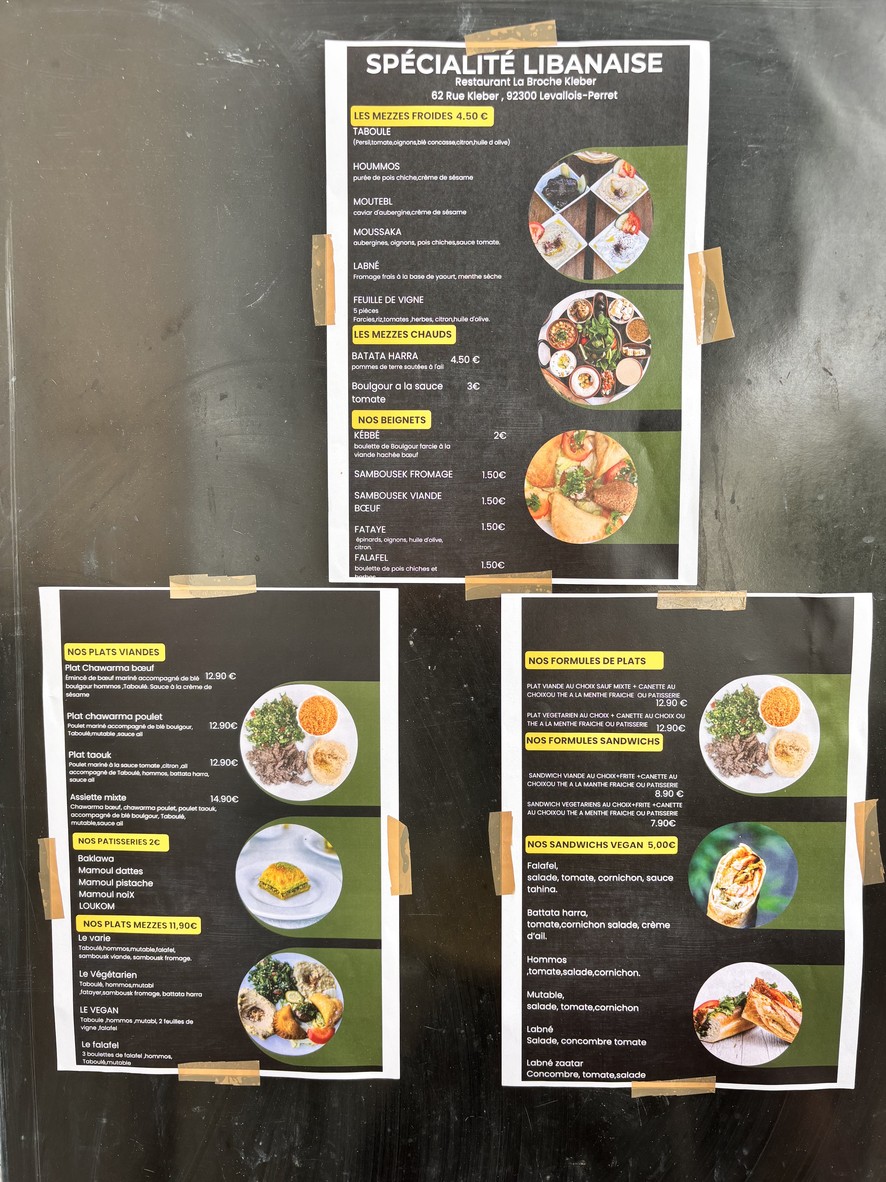 La Broche Kleber menu 1