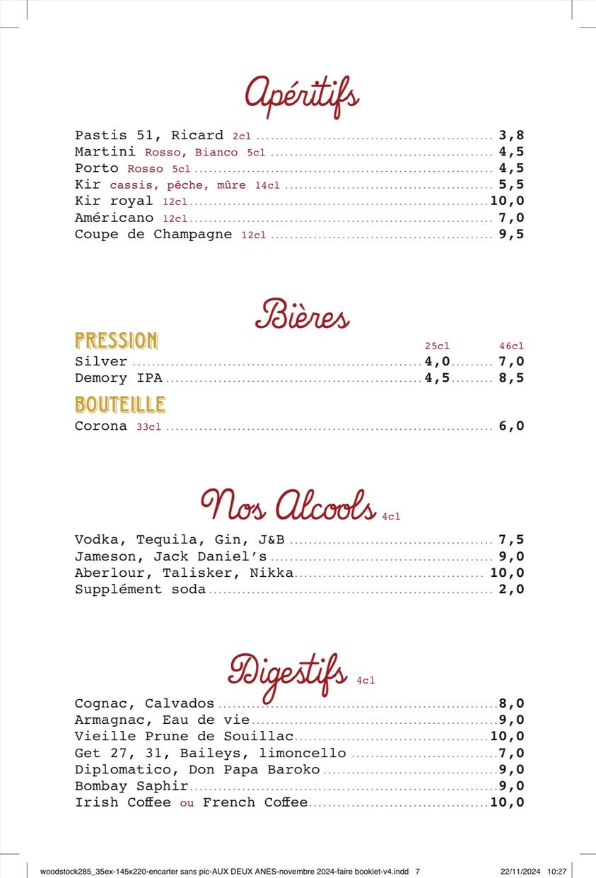 Aux Deux Ânes menu 3