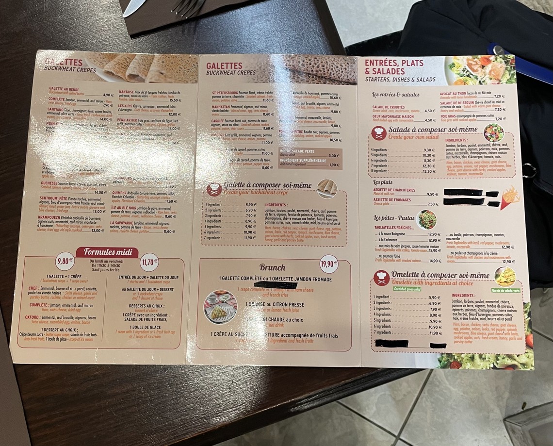 L'Île Au Blé Noir menu 1